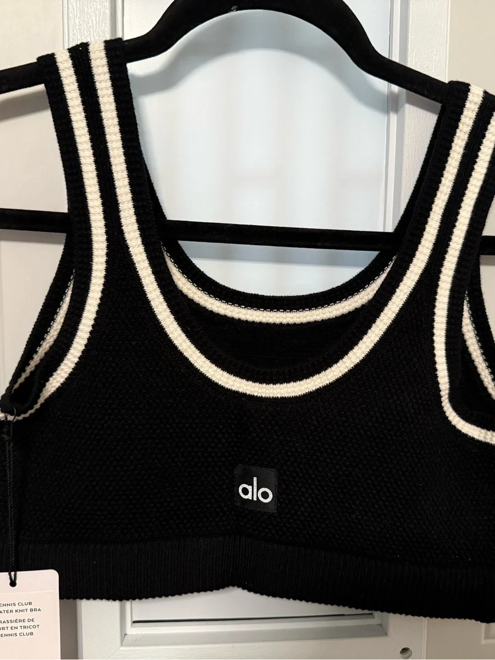 ALO Yoga Black & White Knit Scoop Sports Bra